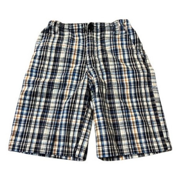 Cherokee Other - Womens Plaid Shorts Blue Orange White Check Casual Summer Bottoms